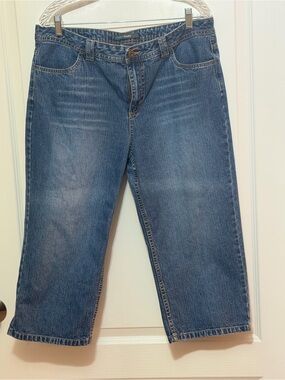 French Cuff Blue Denim Capris, sz 14